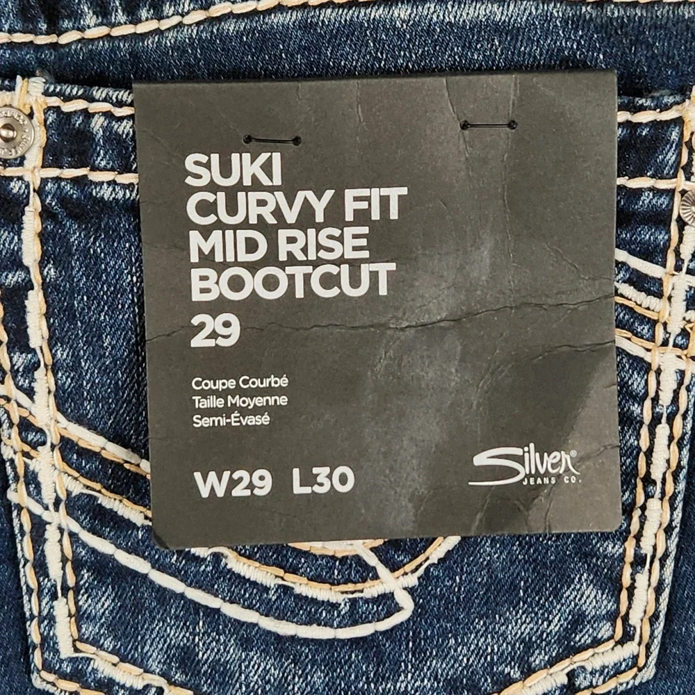 Silver‎ Jeans Suki Bootcut Jeans Womens 29 Dark Wash Mid Rise Curvy Embroidered